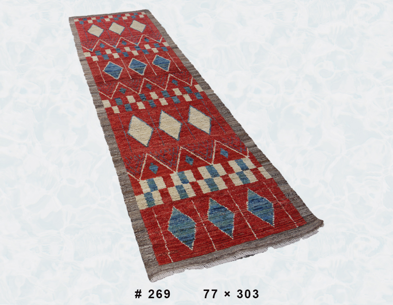 Crimson Matrix – Rug 269 (77 × 303 cm)